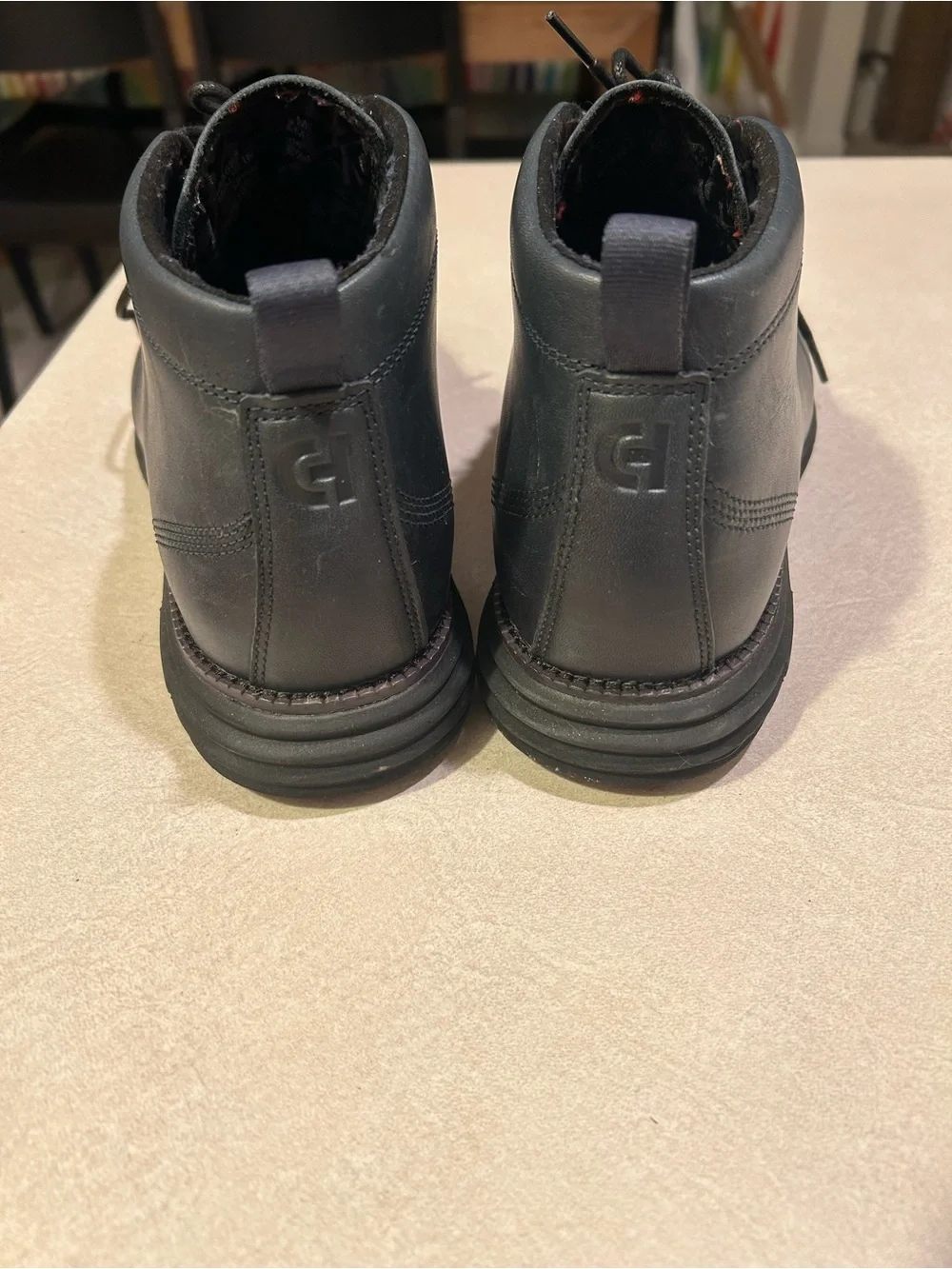Cole Haan Men's Navy Blue Leather Lace-Up Chukka Boots - Waterproof 10.5